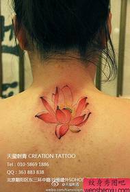 girl's neck beautiful and beautiful color lotus tattoo pattern
