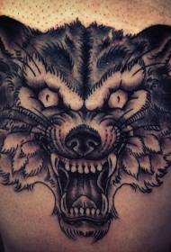 këmbë modeli tatuazh i kokës së ujkut Paulo