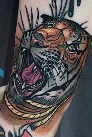 Arm New School Style Riger Tiger Head Tattoo Pattern