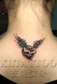 Cool wenkbrou nek Love Wings Tattoo Patroon