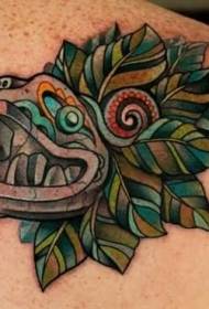 natrag Aztec zombi avatar naslikao tetovažni uzorak