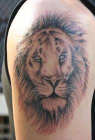 slika muškog ramena smeđe lavove glave tetovaža