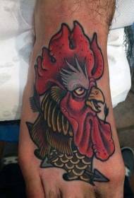 instep old style-style colored cock head tattoo