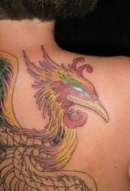 bizkarreko kolorea phoenix burua tatuaje eredua