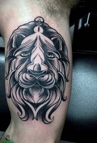 Tatuaje de tatuaxe de cabeza de león de novo estilo escolar