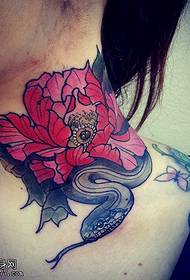 kakla radošā krāsa rožu čūska tetovējums tetovējums attēls kopīgots tetovējumu muzejā