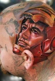 kafa renk gerçekçi demir adam portresi dövme deseni