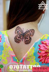 여자 목 아름답고 아름다운 표범 나비 문신 패턴