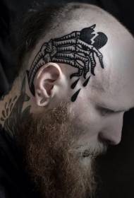Црна црна глава једноставне ручне костуре са тетоважом сломљеног срца