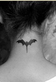 Neck beautiful bat tattoo pattern to enjoy the picture