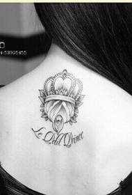 fashion female neck crown rose letter tattoo pattern push picture