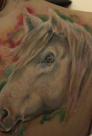 shoulder realistic watercolor horse tattoo pattern