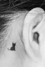 female neck cute kitten tattoo pattern