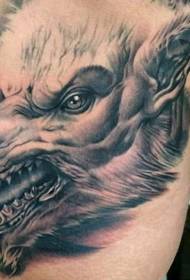 baywang gilid realistiko puting werewolf head tattoo
