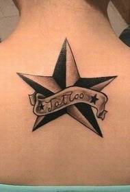 Patró de tatuatge d'estrella de cinc puntes de coll negre