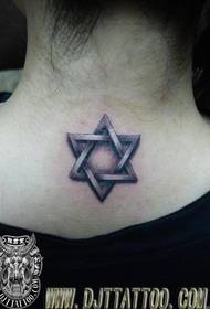 cuello tatuaje de estrella de seis puntas