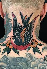 Neck Magpie Tattoo Pattern