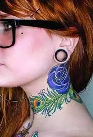 thick ink color neck tattoo