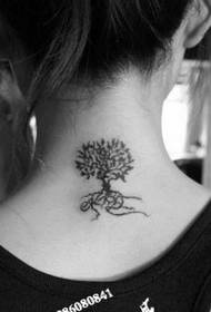gaya gadis leher totem pola tato pohon