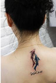 szépség nyak látható színes apró tintahal tetoválás képet