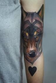 Armkleur Wolfkop en leafde tatoetmuster