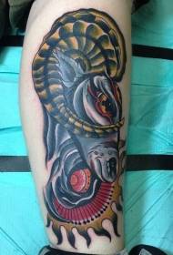 kruro malnova stilo stilo kolora kapro Kapo tatuaje ŝablono
