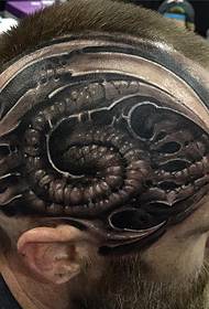 männlicher Kopf Europa und die Vereinigten Staaten 3D schwarz grau Tattoo-Muster