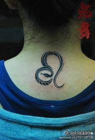 girl neck small snake and Leo tattoo pattern