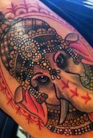 vállszín aranyos indiai elefánt isten tetoválás minta