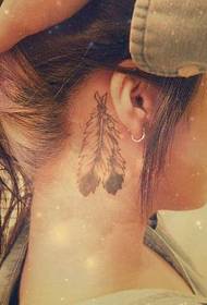 beauty neck feather tattoo pattern