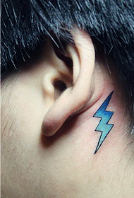 a post-ear lightning tattoo pattern