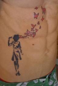 Padrão de tatuagem de suicídio de menina de cor de abdômen