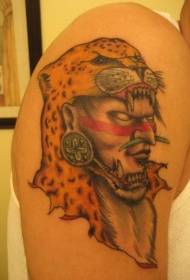 skouerkleur Indiese samurai helm tatoo Patroon