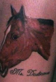 patrón de tatuaje de cabeza de caballo realista de color de pierna