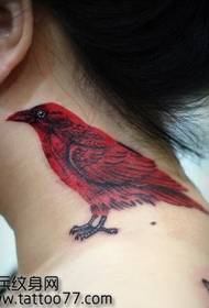 neck color crow tattoo pattern