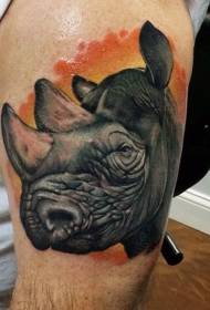ramena barva realistična slika nosoroga glavo tatoo
