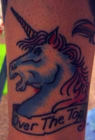 pola tato unicorn kaki biru
