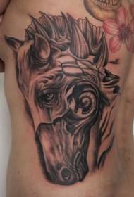 zadní neskutečný černý kůň hlavy tetování vzor