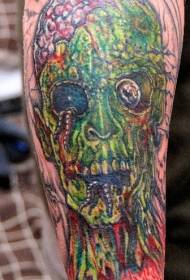 skouderkleur zombie kop tatoeage