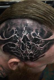 男性头部欧美暗黑系骷髅纹身图案