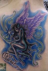 ženski uzorak tetovaža: uzorak boje elf krila tetovaža uzorak 33427 - Kompaktan uzorak križa s natpisom krila