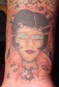 colored death geisha avatar tattoo pattern