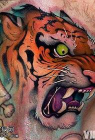 collo tatuaggio creativo prepotente testa di tigre opere condivise dal museo del tatuaggio