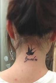 naisen kaula vain kaunis näköinen niellä kirje tatuointi kuvio kuva