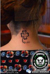 four-leaf clover tattoo pattern on the neck