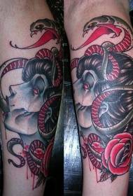 колір ніг кривава Медуза Голова та татуювання змії