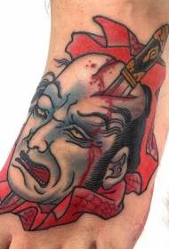 Primo disegno del tatuaggio da uomo in stile asiatico dipinto sul collo del piede