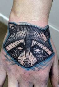 modello di tatuaggio procione colorato stile schizzo a mano indietro