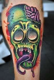 noga barva smešno vzorec zombi glave tetovaža