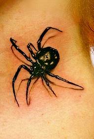мойын шынайы 3D паук татуировкасы